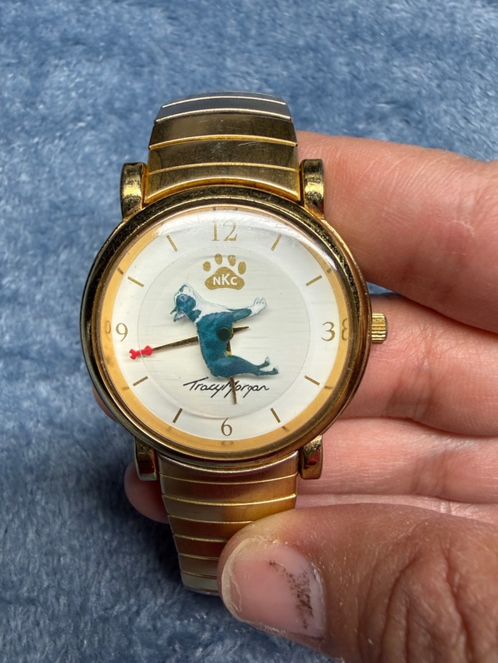 Gold-Tone Women's/Unisex Watch with Blue Dolphin Motif